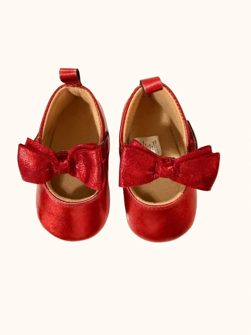 Old Navy Red Metallic Bow Mary Jane Baby Shoes